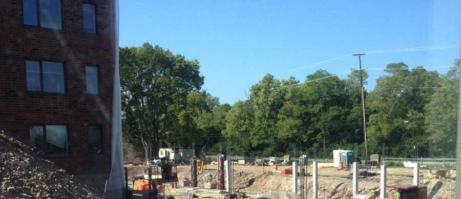 Construction showing foundation and framing