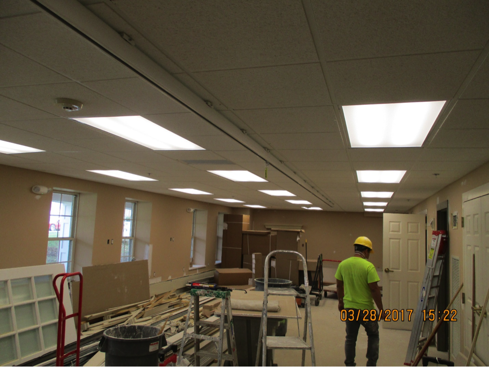 Construction worker on the interior of a building