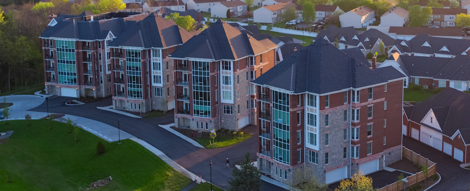 Aerial view of Friendship Village of Dublin's campus