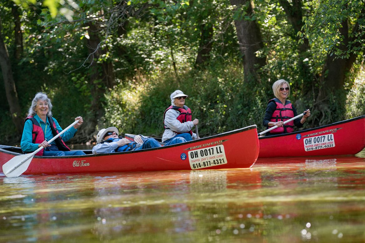 Group of people canoeing