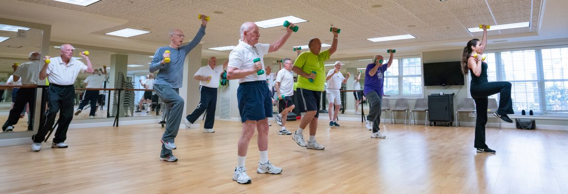 Fitness class led by instructor