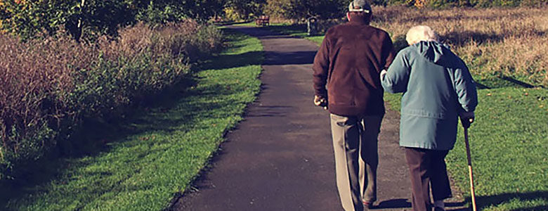 Senior couple walking