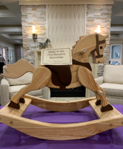 rockinghorse crafted by a Friendship Village of Dublin resident