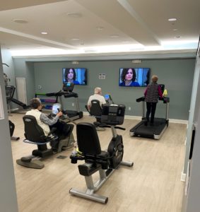 Fitness center with bicycles
