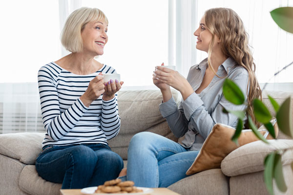 daughter talking to mother