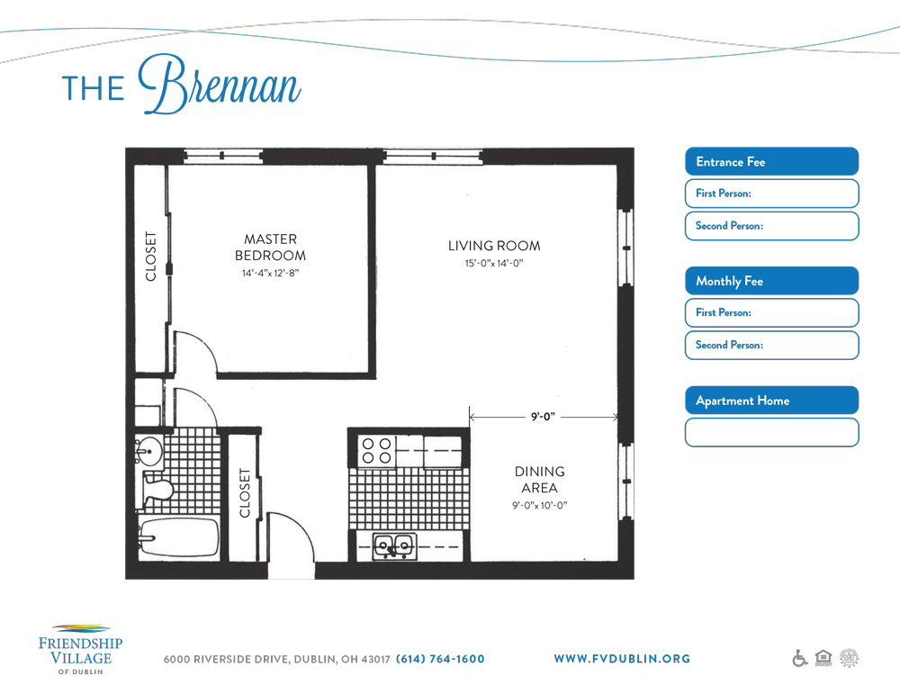 Floor plan of the Brennan independent living apartment
