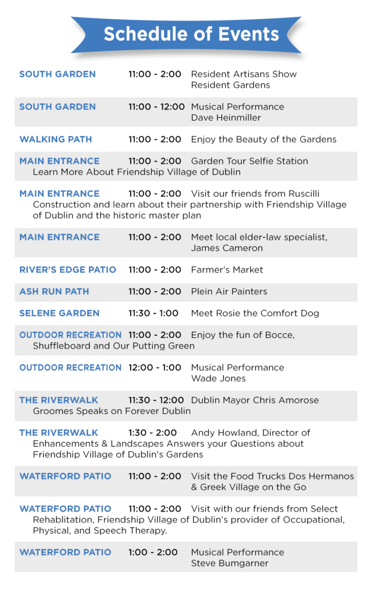 Garden Tour Schedule of Events