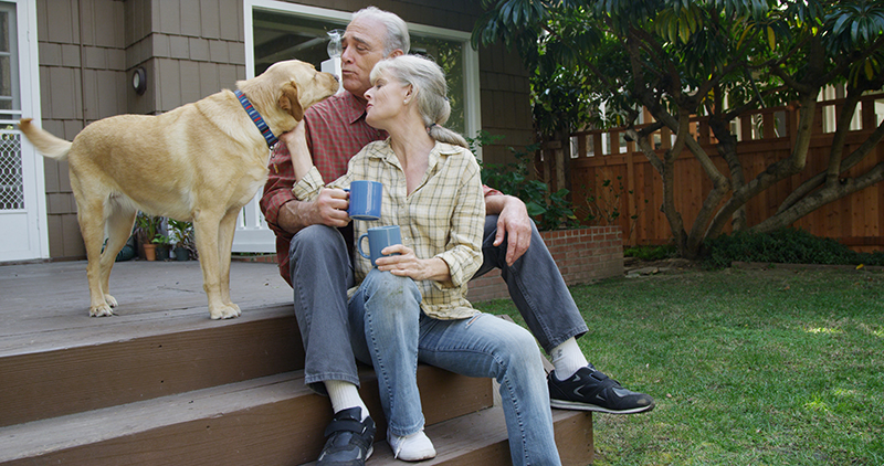 Couple with their dog who want to age in place in the home