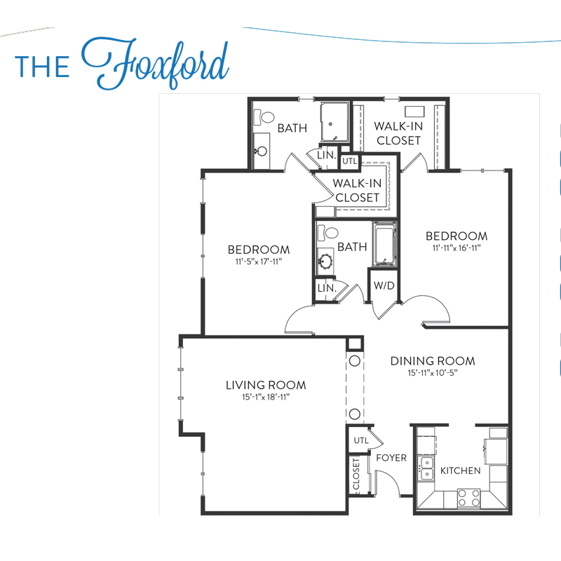 floorplan for the foxford senior living apartment in dublin ohio