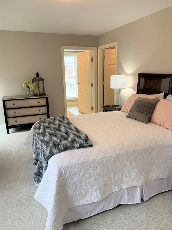 Master bedroom in The Foxford Independent Living Apartment