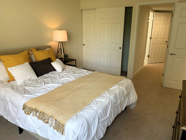 bedroom in the fitgerald independent living apartment