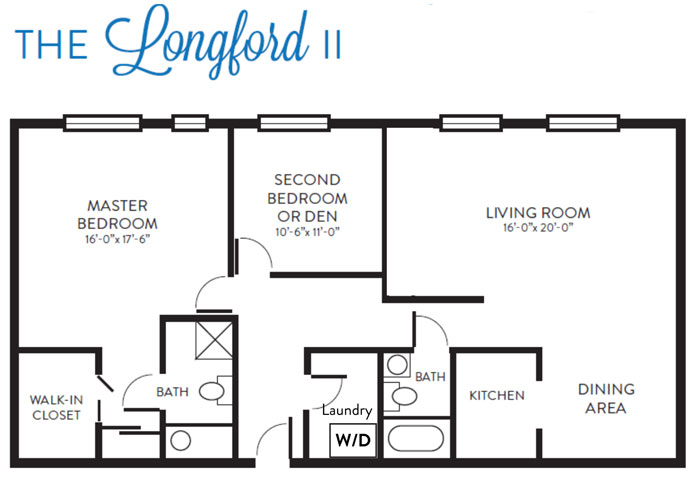 floor plan for longford II independent living apartment
