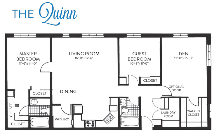 floor plan for the quinn independent living apartment