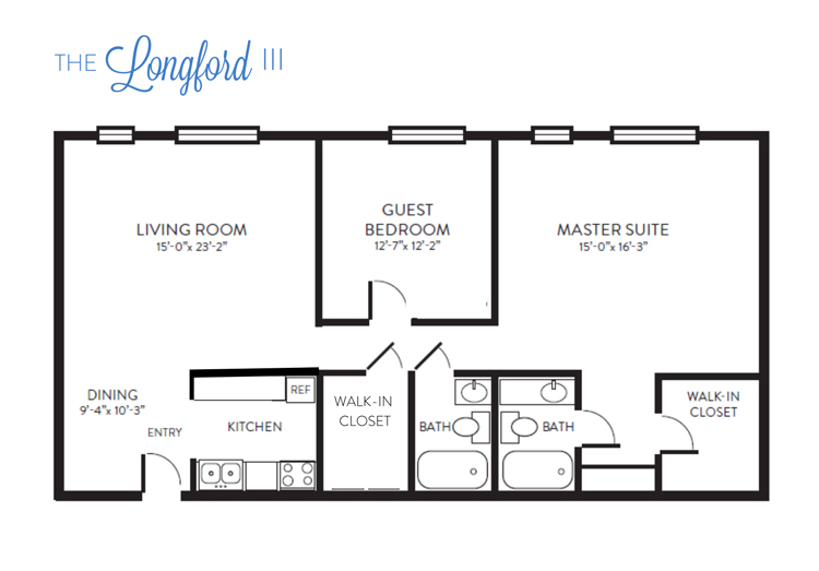 Floor plan for Longford III independent living apartment