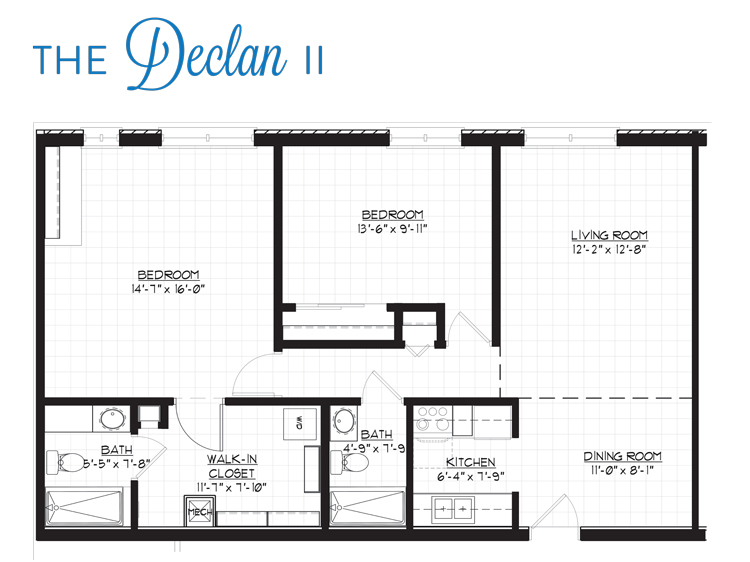 Floor plan for the Declan II Independent Living Apartment