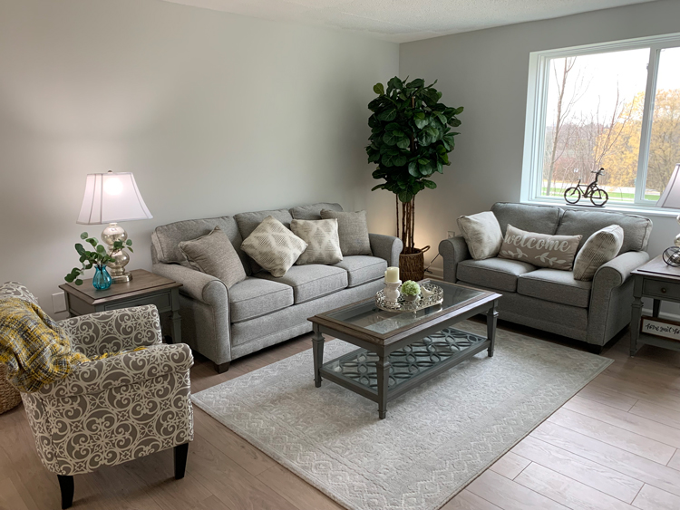 living room in The Declan II independent living apartment
