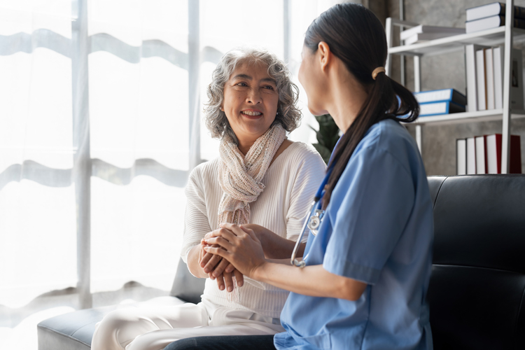 senior woman receiving medical exam
