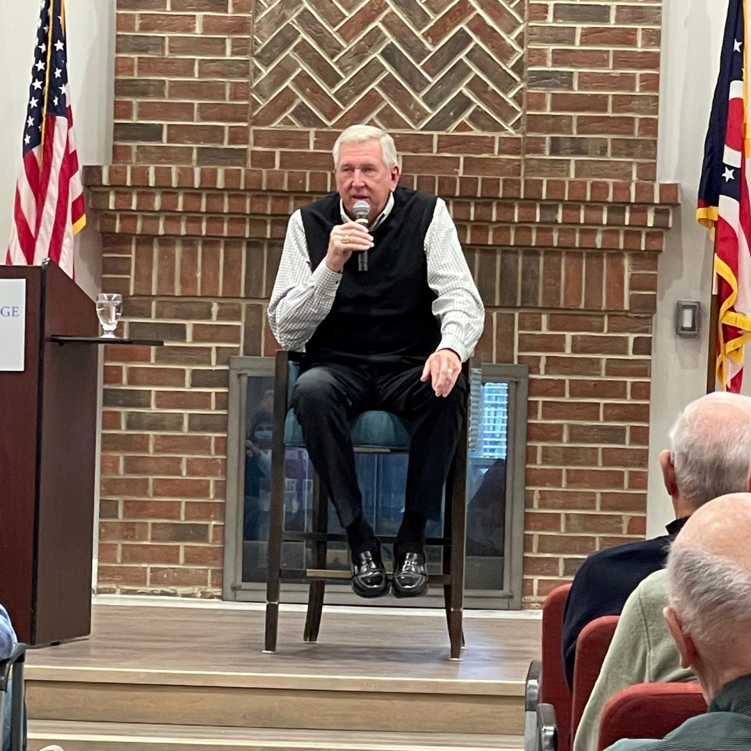 Ohio Basketball legend Bill Hosket addresses a rapt audience at Friendship Village of Dublin
