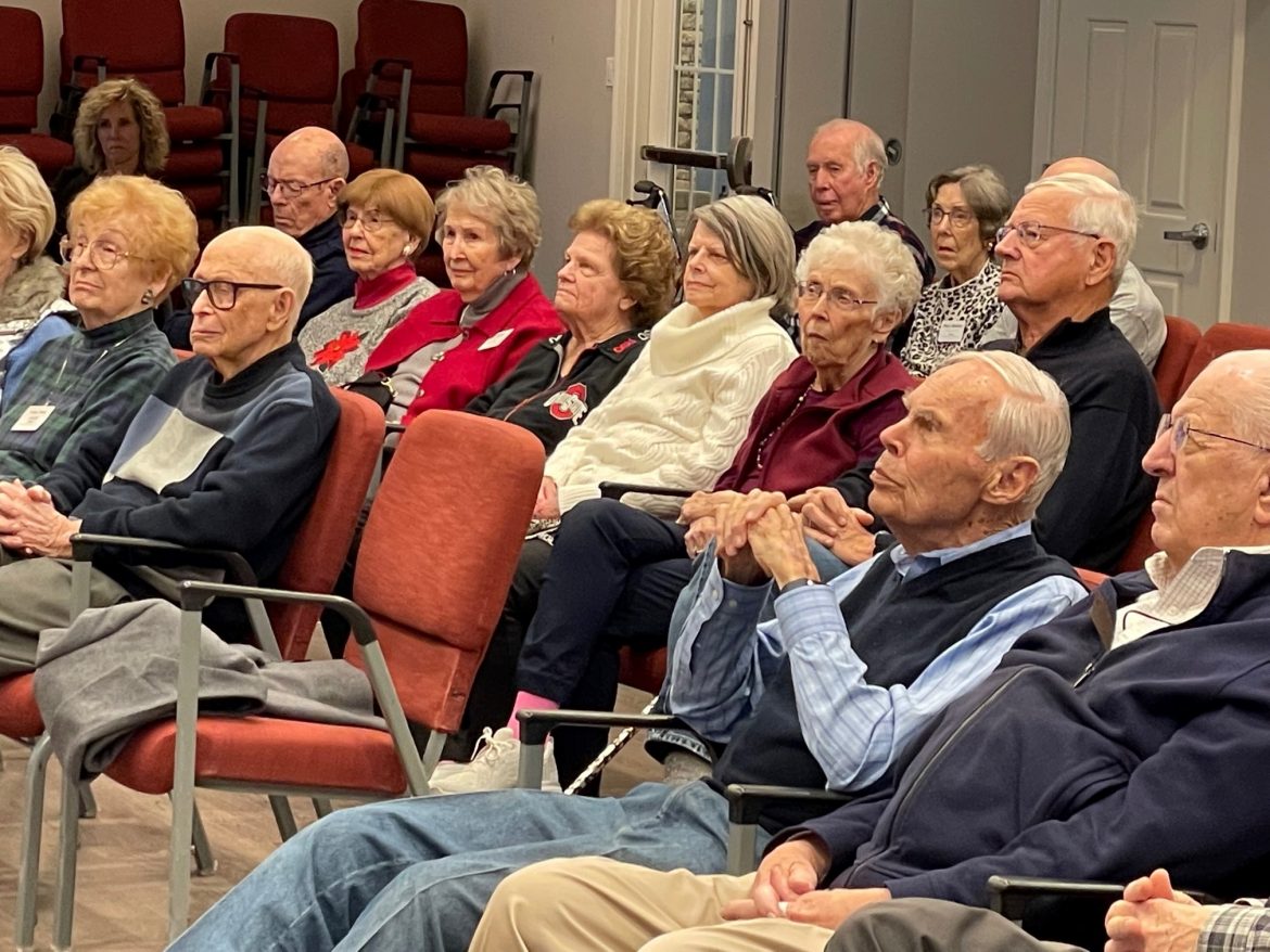 Friendship Village of Dublin residents listent to Ohio Basketball legend Bill Hosket 