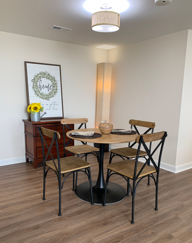 Dining area in The Kelly II independent living apartment