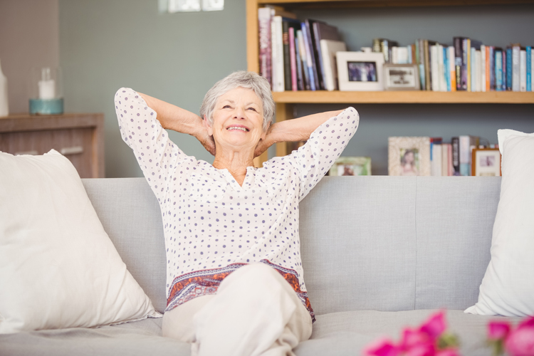 happy woman in lifecare senior living community