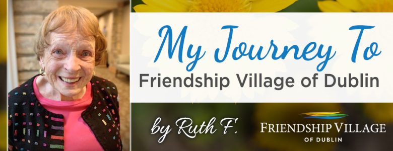 Ruth F. Journey to Senior Living graphic with Ruth's photo