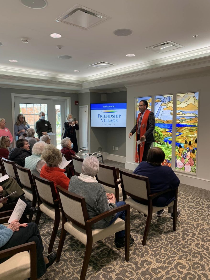 Chaplain and Spiritual Care Coordinator Fred Arzola in the Chapel at Friendship Village of Dublin