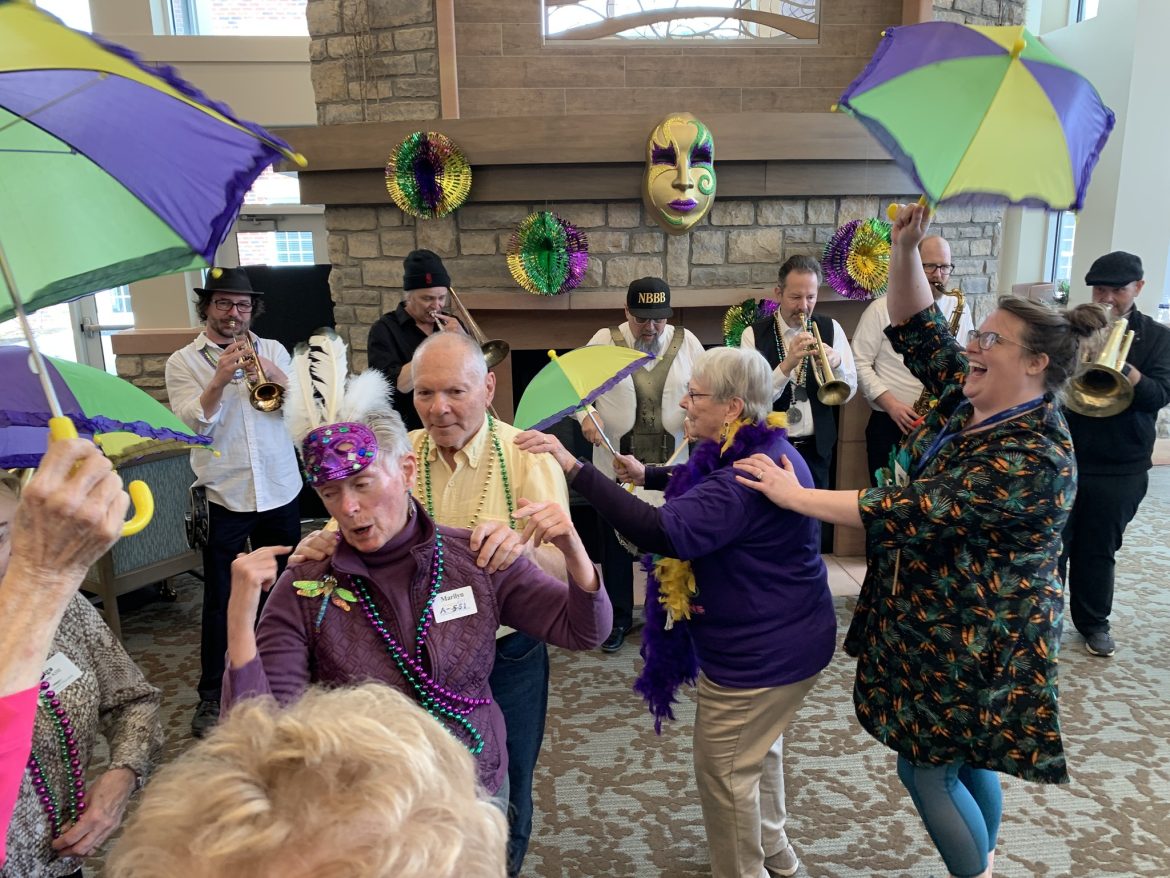 Residents celebrate Mardi Gras.