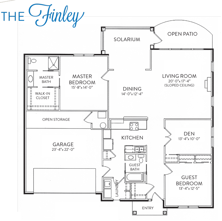 Finley Independent Living Villa Floor Plan in the River Point Neighborhood of Friendship Village of Dublin