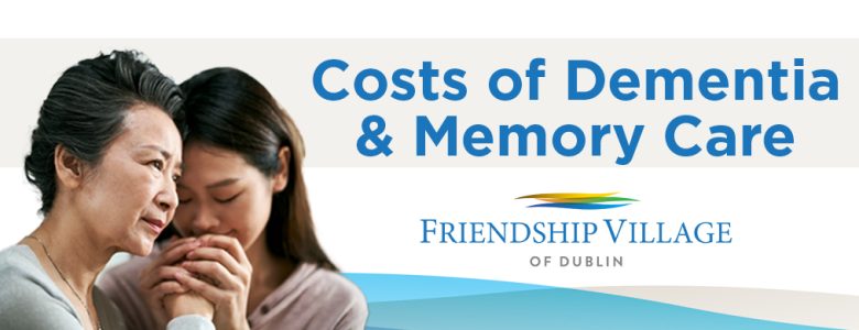 Dementia concept: graphic showing an Asian woman and her daughter with the title "Costs of Dementia & Memory Care."
