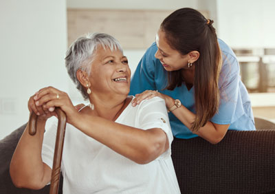 Senior receiving in-home care