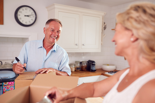 Senior couple downsizing