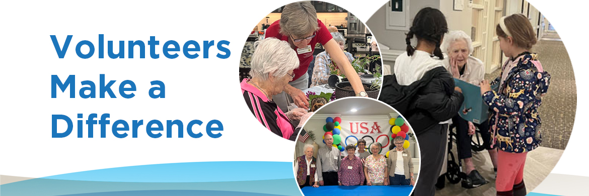 Graphic with image of volunteers and headline Volunteers Make a Difference