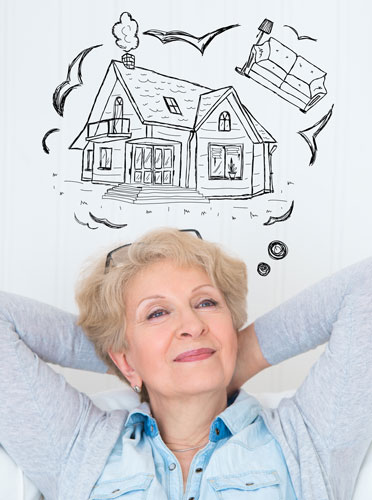 Older woman dreaming of aging at home