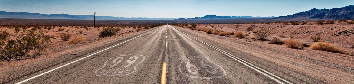 Panoramic desert view along Route 66